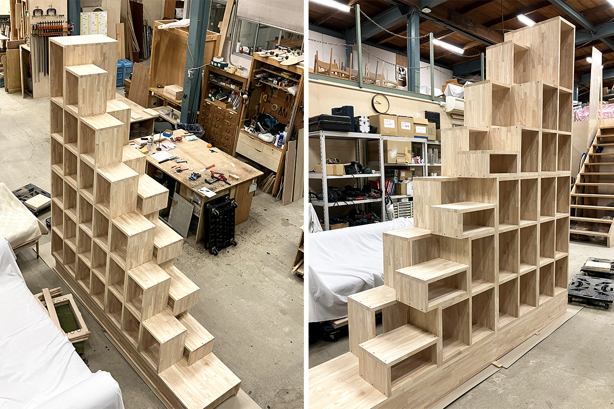 ロフトスペースへ上がるための階段収納をオーダーメイドで製作しました